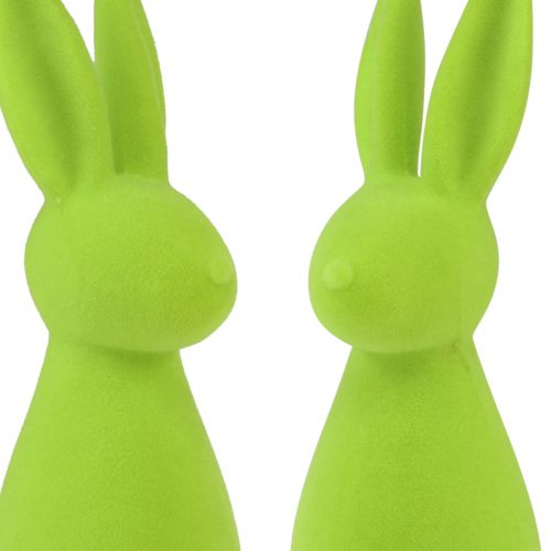 Prodotto Coniglietti floccati verde mela – 2a scelta – Decorazione da tavola pasquale 8×10×29cm 2 pezzi