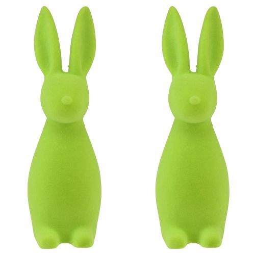Prodotto Coniglietti floccati verde mela – 2a scelta – Decorazione da tavola pasquale 8×10×29cm 2 pezzi
