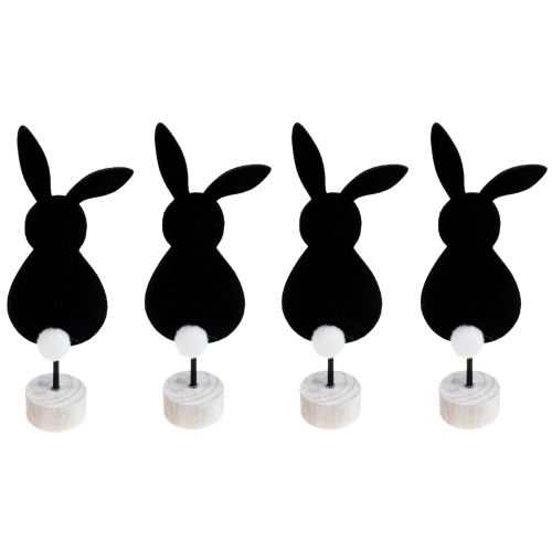 Stand decorazione da tavolo Coniglietti pasquali in feltro nero 28,5 cm 4 pezzi