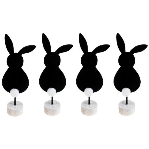 Floristik24 Stand decorazione da tavolo Coniglietti pasquali in feltro nero 28,5 cm 4 pz