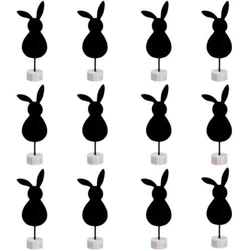 Prodotto Stand decorazione da tavolo Coniglietti pasquali in feltro nero 19 cm 12 pezzi