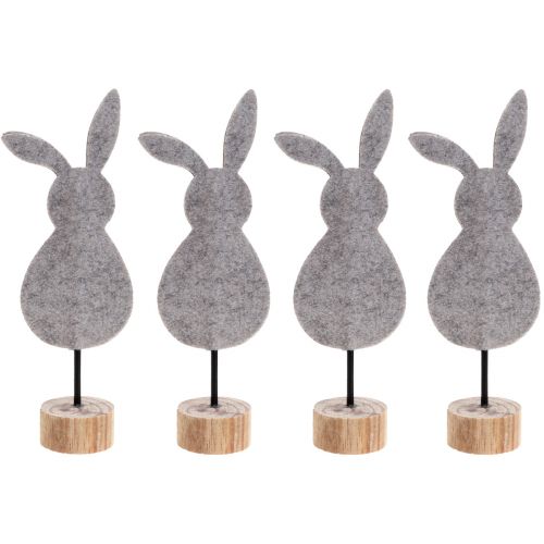 Prodotto Decorazione da tavolo in piedi Decorazione coniglietto pasquale in feltro grigio 28,5 cm 4 pz
