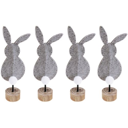 Floristik24 Decorazione da tavolo in piedi Decorazione coniglietto pasquale in feltro grigio 28,5 cm 4 pz