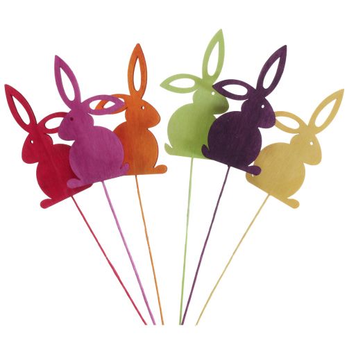 Floristik24 Tappi per fiori in legno con coniglietto pasquale Coniglietti pasquali 30,5 cm 18 pz