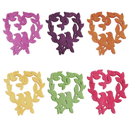Prodotto Decorazione a dispersione uccello in legno cuore decorazione da tavolo colore 3,5/1,5 cm 72 pz