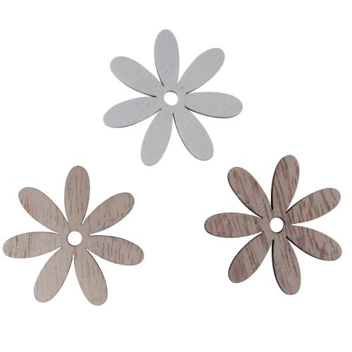 Floristik24 Decorazione sparsa fiori in legno decorazione da tavola bianco naturale Ø4cm 72 pz