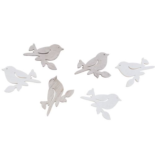 Prodotto Decorazione sparsa in legno decorazione uccello primaverile bianco naturale 4 cm 72 pz