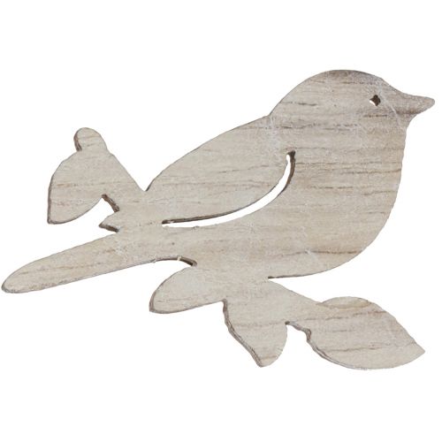 Prodotto Decorazione sparsa in legno decorazione uccello primaverile bianco naturale 4 cm 72 pz