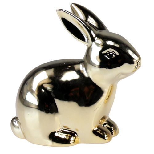 Prodotto Conigli in ceramica coniglio dorato seduto aspetto metallo 8,5 cm 3 pezzi