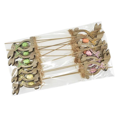 Prodotto Spina fiore Spina decorativa in legno coniglio con uovo 5x8,5 cm 12 pz