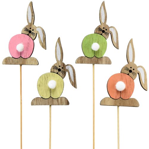 Floristik24 Tappi per fiori in legno coniglietto pasquale Pasqua colorati H8cm 12 pz