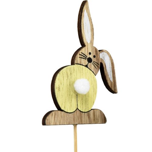 Prodotto Tappi per fiori in legno coniglietto pasquale Pasqua colorati H8cm 12 pz