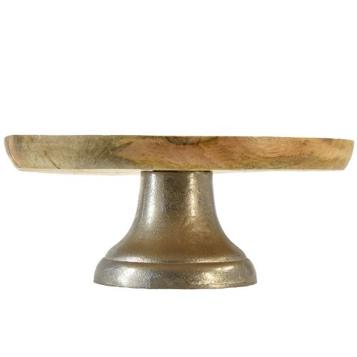 Floristik24 Vassoio piatto decorativo base in legno metallo argento naturale Ø25cm