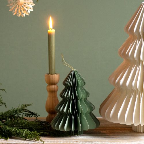 Floristik24 Albero di Natale in carta menta argento glitter H20cm 5 pezzi