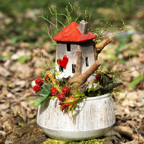 Floristik24 Casette in ceramica amorevoli - design a cuore, rosso e naturale, 17,5 cm - decorazione romantica per la casa, 2 pezzi