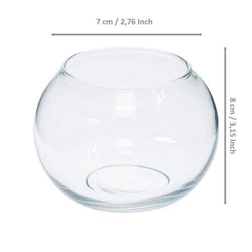 Prodotto Vaso Palla Vetro Mini Vaso Decorazione Vetro Rotondo H8cm Ø7cm