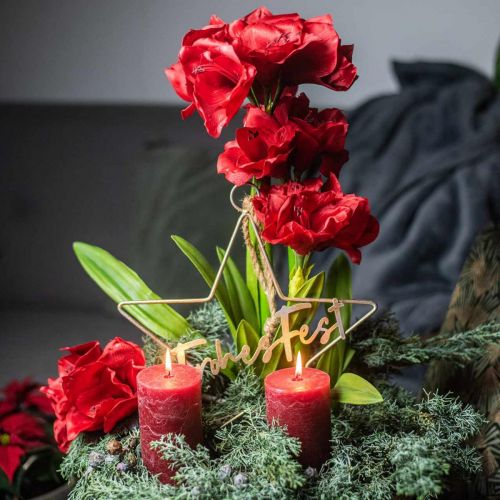 Prodotto Amaryllis artificiale rosso 3 fiori di seta su palline di muschio H64cm