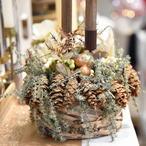 Prodotto Ramo decorativo in larice con coni verde, decorazione invernale innevata 93 cm