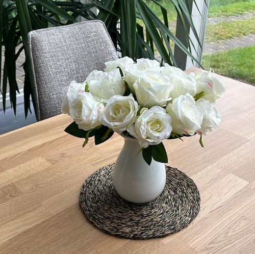 Prodotto Rose artificiali in mazzo bianche 30 cm 8 pz