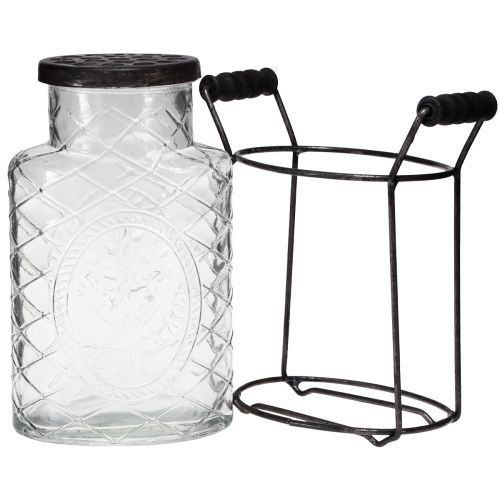Floristik24 Vaso in vetro con coperchio, portabottiglie 16,5×8,5×18,5cm