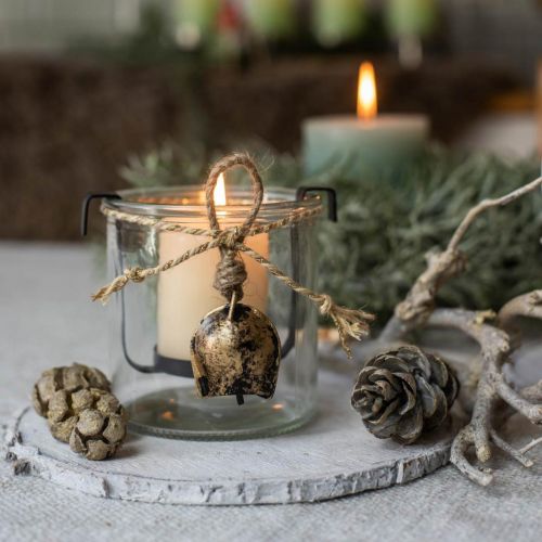 Floristik24 Lanterna in vetro con porta tea light in metallo nero Ø9×H10cm