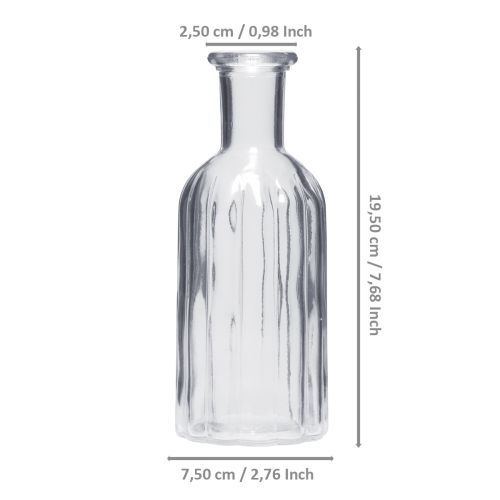 Prodotto Vaso a bottiglia, vaso in vetro, vaso alto, trasparente, Ø7,5cm, H19,5cm, 2 pezzi