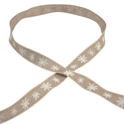 Prodotto Nastro regalo fiori nastro decorativo bianco marrone 15 mm 15 m