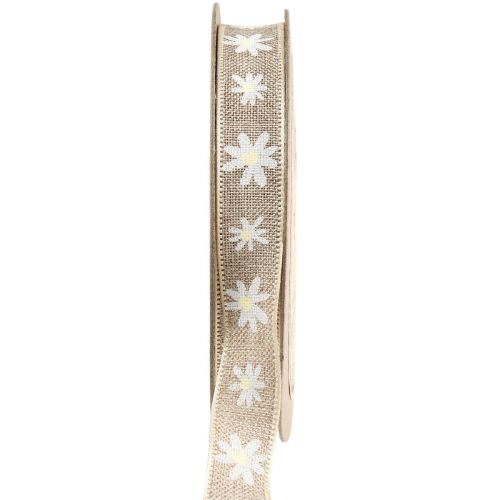 Floristik24 Nastro regalo fiori nastro decorativo bianco marrone 15 mm 15 m