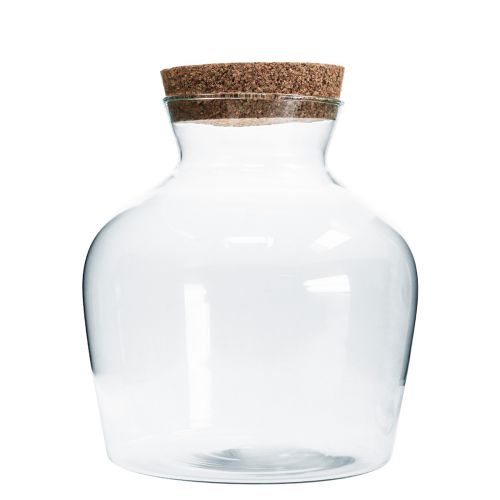 Vetro decorativo con tappo in sughero Vaso decorativo trasparente a bulbo Ø20cm H21cm
