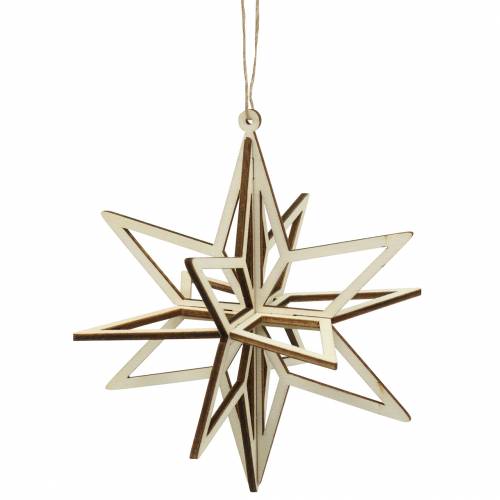 Spetebo Decorazione Mobile In Legno A Forma Di Stella - 3 Pezzi Da Appendere - 36 Cm - Naturale/Bianco Per Natale E Avvento