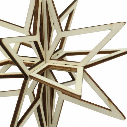 Floristik24 Stella 3D in legno da appendere 13,5 cm 6 pezzi