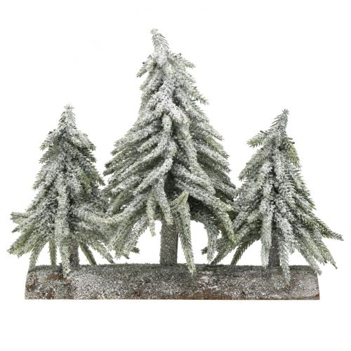 Floristik24 Mini albero di Natale trio su ceppo Decorazione natalizia 28 cm