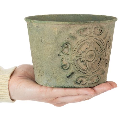 Prodotto Vaso da fiori in metallo, verde, stile vintage, Ø22cm–13.5cm, set da 3
