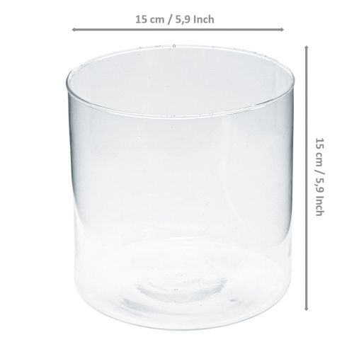 Prodotto Vaso in vetro cilindro in vetro vaso per fiori decorazione in vetro H15cm Ø15cm
