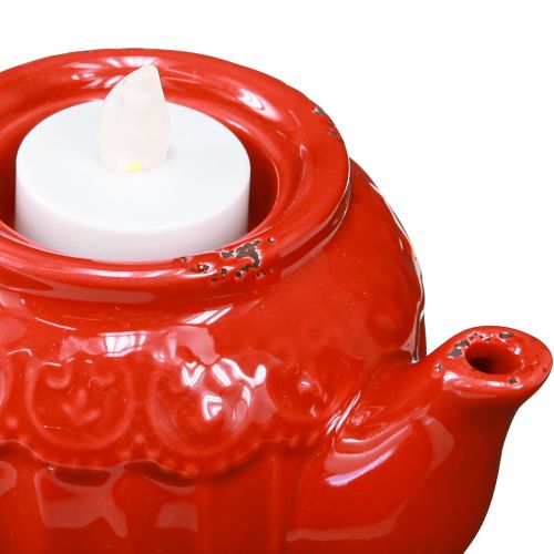 Prodotto Porta tealight ceramica decorazione teiera rossa 15,5×9,5×8 cm 3 pz
