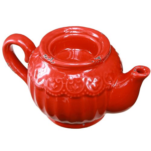 Prodotto Porta tealight ceramica decorazione teiera rossa 15,5×9,5×8 cm 3 pz