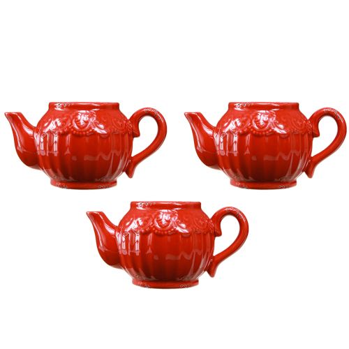 Prodotto Porta tealight ceramica decorazione teiera rossa 15,5×9,5×8 cm 3 pz