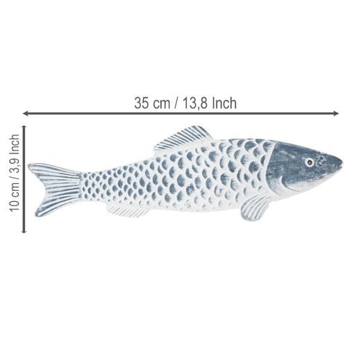 Pesce in legno blu e bianco, decorazione a forma di pesce, farina di legno, 35 cm, 1 pezzo | Floristik24.it
