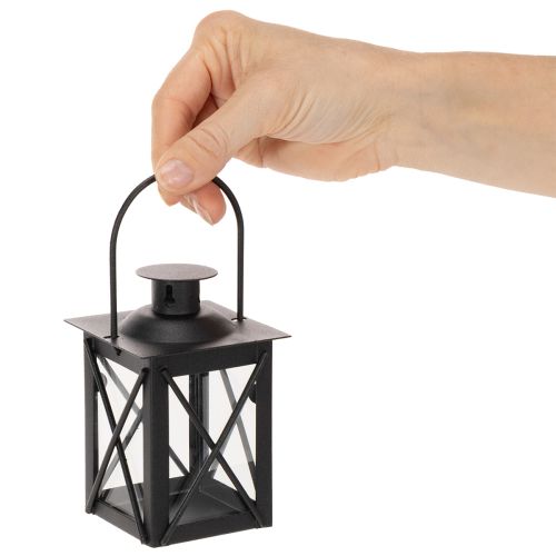Lanterna nera con manico per lumino, 16 cm, 2 pezzi | Floristik24.it