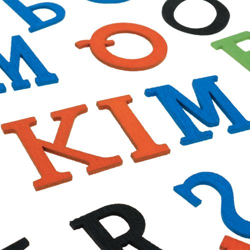 Prodotto Decorazione da tavolo per la scuola, decorazione sparsa per la scuola, lettere in legno colorate 2,5 cm 26 pz