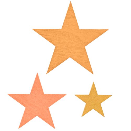Floristik24 Stelle decorative sparse in legno arancione 3 colori Ø3,5/5,5/7 cm 48 pz
