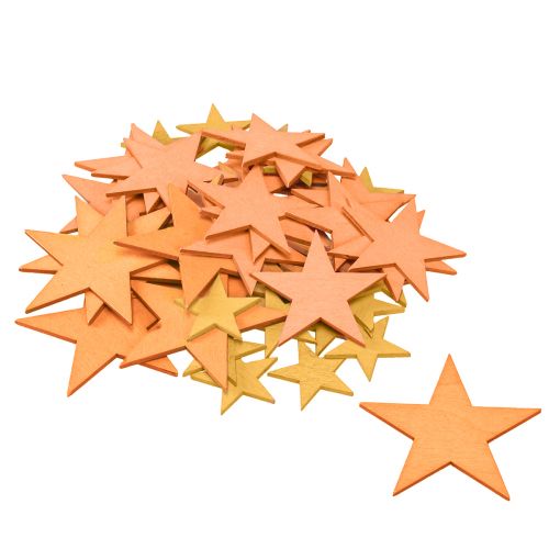 Prodotto Stelle decorative sparse in legno arancione 3 colori Ø3,5/5,5/7 cm 48 pz