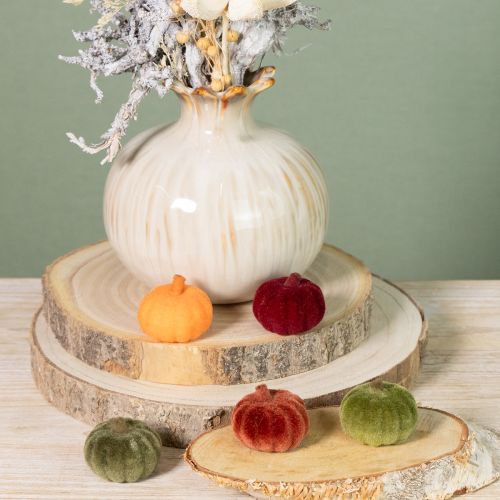 Prodotto Mini decorazione di zucca floccata 6 colori Ø4cm 24 pezzi