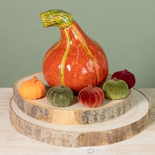 Prodotto Mini decorazione di zucca floccata 6 colori Ø4cm 24 pezzi