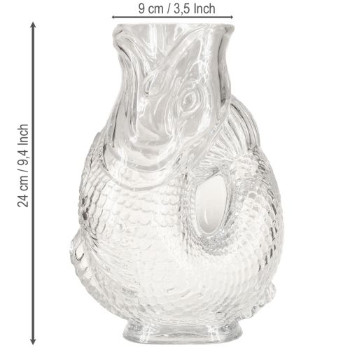 Prodotto Vaso in vetro a forma di pesce decorativo per un design armonioso della stanza, 24,5 cm