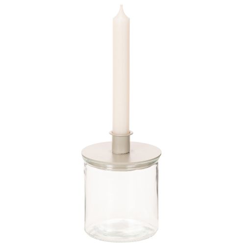 Portacandele rotondi color crema per candele affusolate, decorazione da tavola, 10 cm, 2 pezzi | Floristik24.it