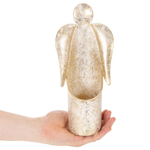 Portacandele a forma di angelo, decorazione festiva dorata, 27 cm | Floristik24.it