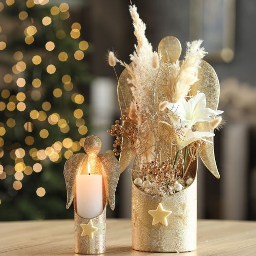 Portacandele a forma di angelo, color oro, per decorazione da tavola, 50 cm | Floristik24.it