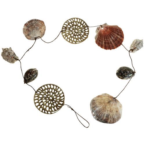 Prodotto Decorazione murale decorativa marittima, ghirlanda di conchiglie, ghirlanda marittima L125cm