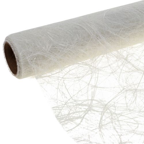 Floristik24 Runner da tavolo Sizoweb in pile decorativo bianco 30 cm 5 m